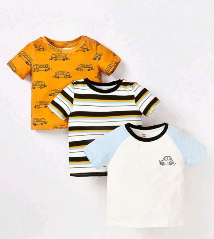Set de 3 Camisetas para Bebé 🚗🚙